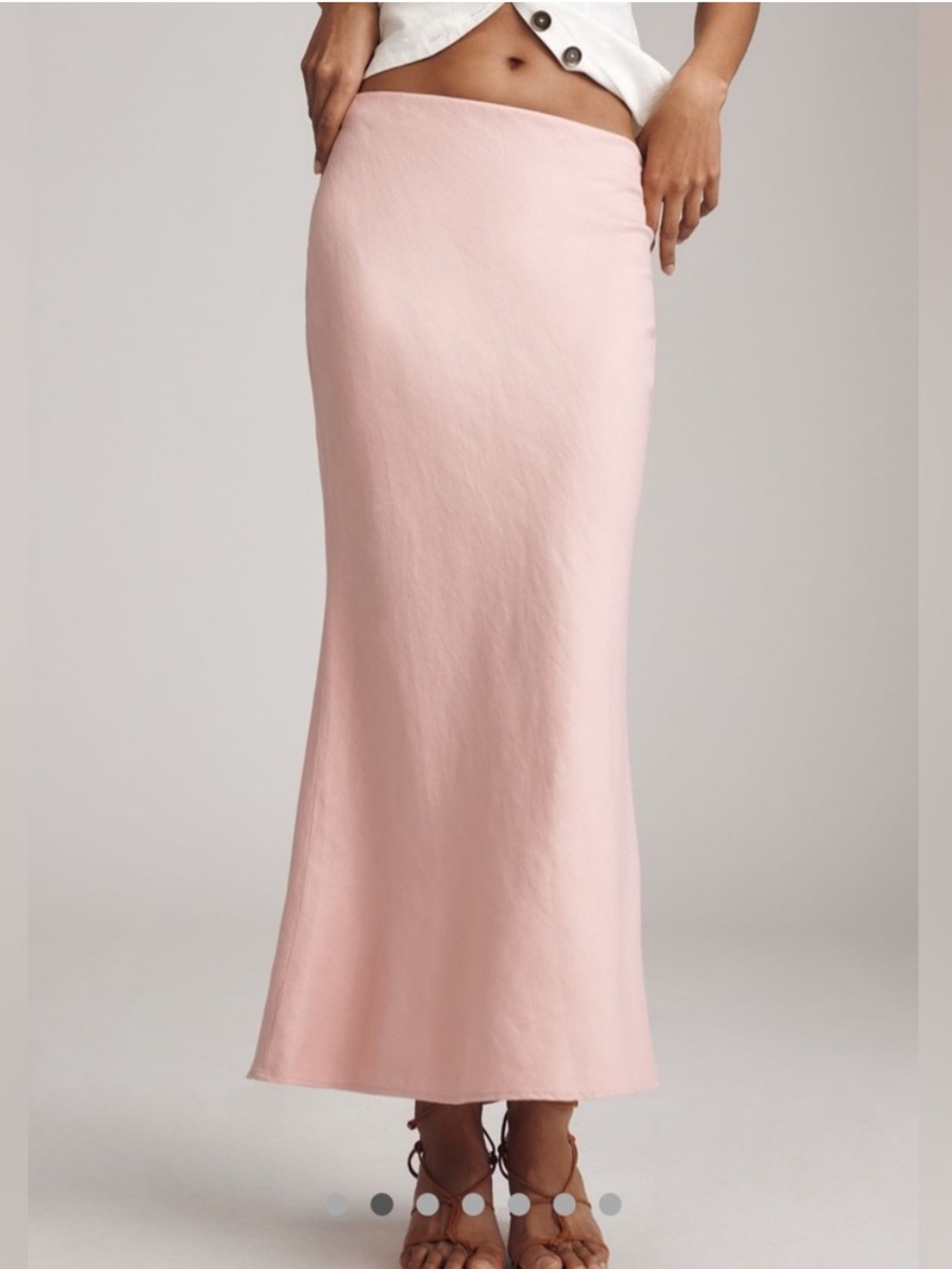 Anthropologie The Tilda Maxi Slip Skirt Linen Edition in Pink Size XS